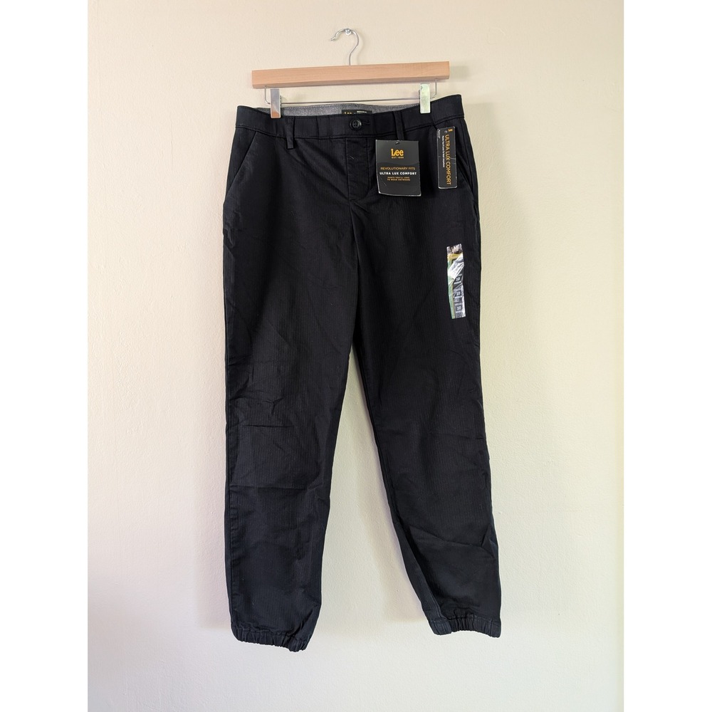 Lee Black Tapered Leg Mid Rise Pants Regular Fit‎ Ultra Lux Comfort Size 10